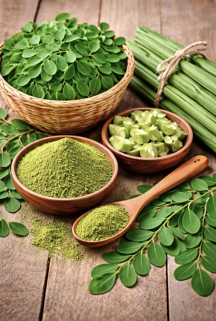 Moringa leaves and natural herbal ingredients